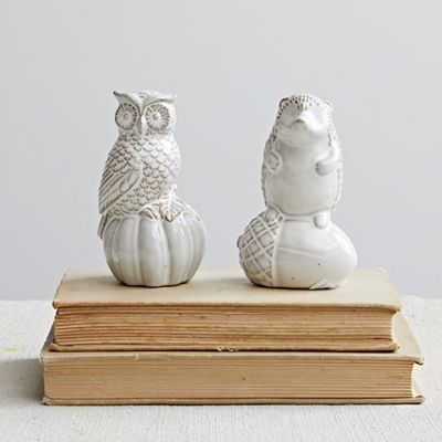 Fall Forest Friend Stoneware Figurine Set of 2