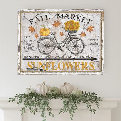 Fall Market With Sunflowers Canvas Wall Art