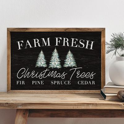 Farm Fresh Christmas Trees Black Wall Art