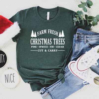 Farm Fresh Christmas Trees Holiday Tee Shirt