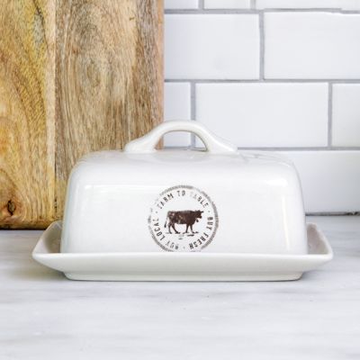 Farm to Table Stoneware Butter Dish