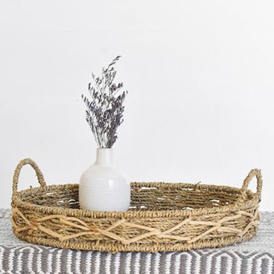 Farmhouse Chic Handled Seagrass Tray