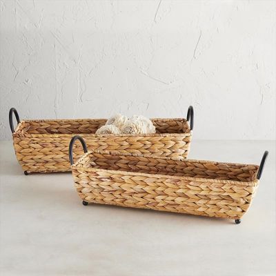 Farmhouse Classics Handled Seagrass Basket Trays Set of 2