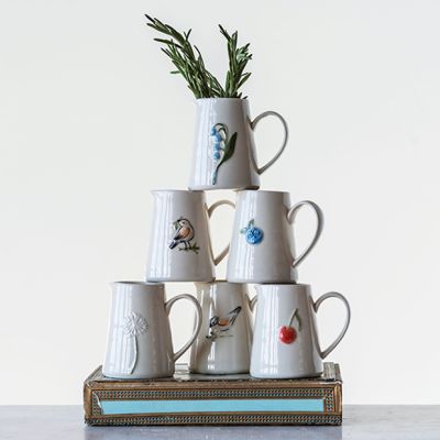 Farmhouse Creamer With Nature Designs Set of 6