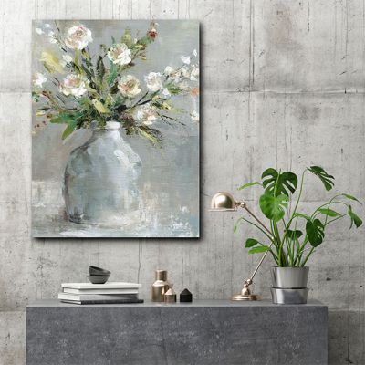 Farmhouse Flowers In Vase Canvas Wall Art