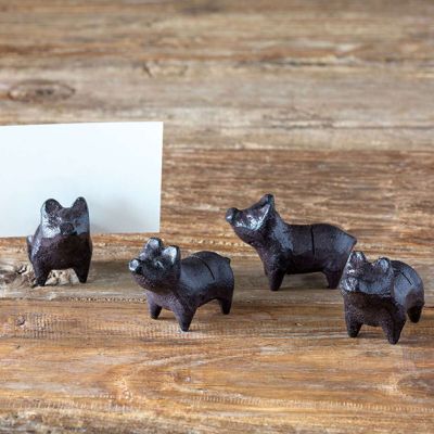 Farmhouse Piglet Place Card Holder Boxed Set of 4