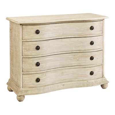Farmhouse Whitewashed Bow Front Chest