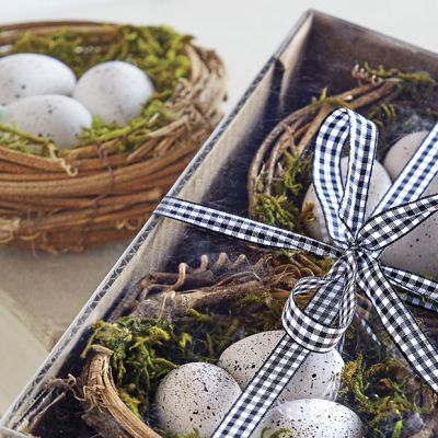 Faux Eggs in Nest Set of 2