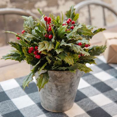 Faux Holly Leaves and Berries Ball Set of 2
