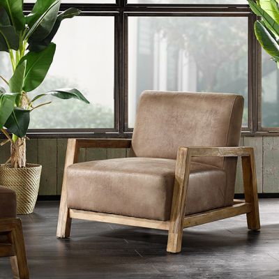 Faux Leather Low Profile Accent Chair