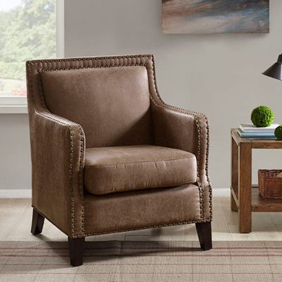 Faux Leather Modern Farmhouse Accent Chair