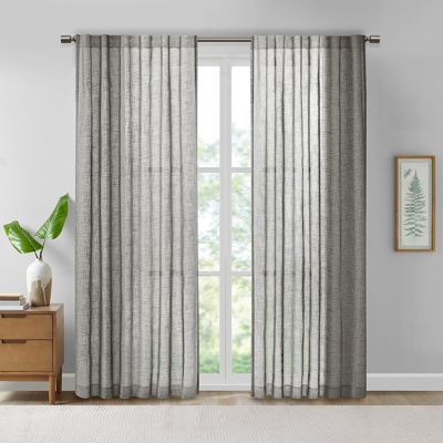 Faux Linen Texture Printed Curtain Panel Set of 2
