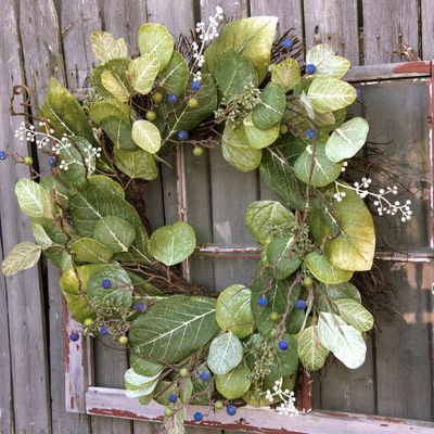 Faux Magnolia Leaf and Berries Wreath