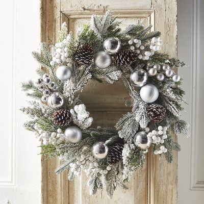 Faux Pine and Metallic Ornaments Wreath