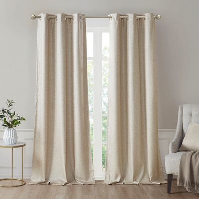 Faux Silk Taupe Blackout Curtain Panel Set of 2