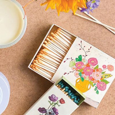 Floral Matchboxes With Safety Matches Set of 4