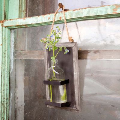Metal-Backed Hanging Bottle Vase