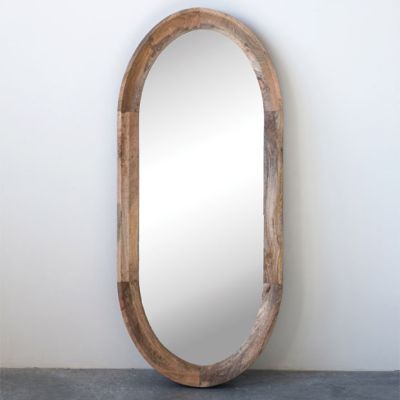 Wood Framed Oval Wall Mirror