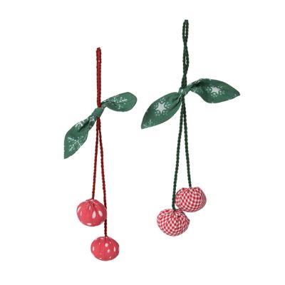 Festive Farmhouse Cherry Cluster Ornament Set of 4
