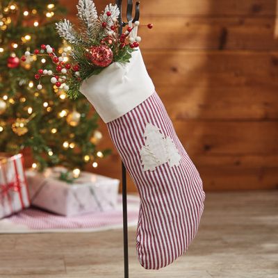 Festive Farmhouse Stripes Christmas Stocking