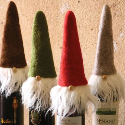 Festive Santa Felt Wine Topper Set of 4