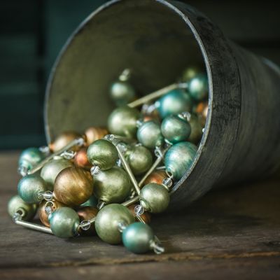 Festive Shades Of Green And Bronze Glass Garland