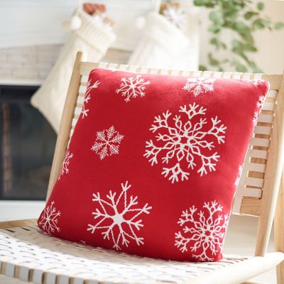 Festive Snowflake Pattern Accent Pillow