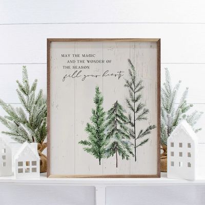 Fill Your Hearts Trees Whitewash Framed Sign