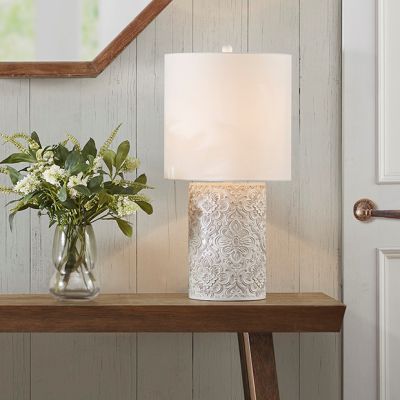 Floral Design Cylinder Table Lamp