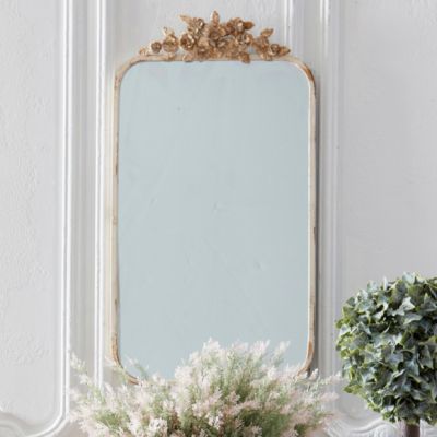 Floral Detailed Metal Framed Wall Mirror