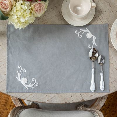 Floral Embroidered Linen Placemat