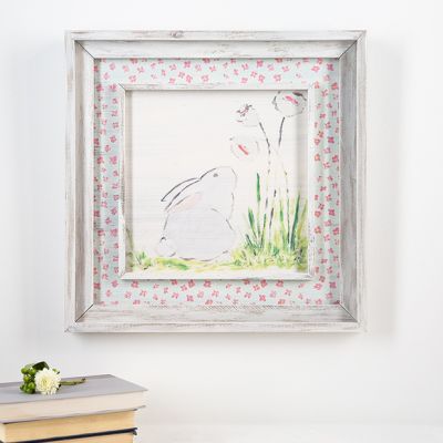 Floral Print Framed Bunny Wall Art