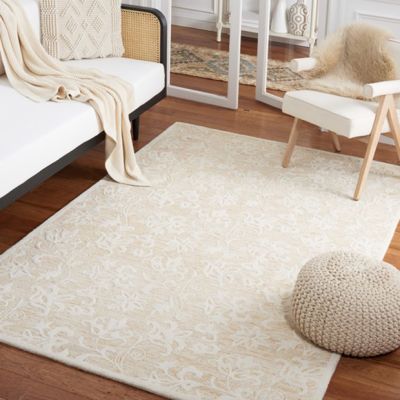 Floral Print Gold/Ivory Area Rug