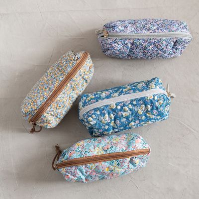 Floral Prints Quilted Cotton Pouch Set of 4