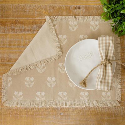 Floral Silhouette Fringed Placemat Set of 4