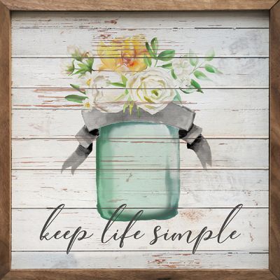 Keep Life Simple Floral Bouquet Whitewash Wall Art