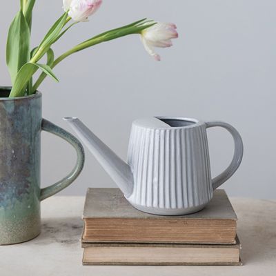 Fluted Stoneware Decorative Watering Can