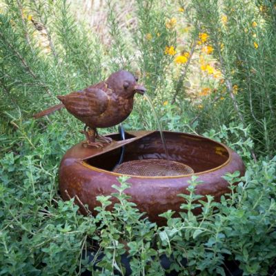 Little Bird Folk Art Water Fountain