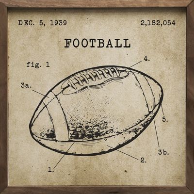 Football Patent Brown Framed Wall Decor
