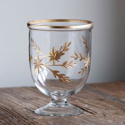 Footed Glass Hurricane Vase