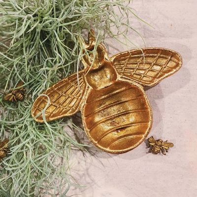 Footed Gold Bee Trinket Dish