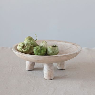 Footed Mango Wood Accent Bowl