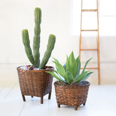 Footed Woven Baskets Set of 2