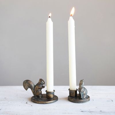 Forest Animal Taper Candle Holder Set of 2