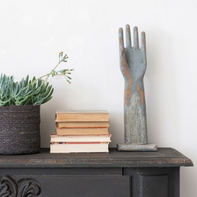 Found Rustic Wood Glove Mold Stand