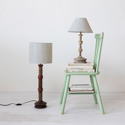 Found Wood Spool Base Table Lamp