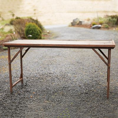 Found Wood and Metal Folding Table