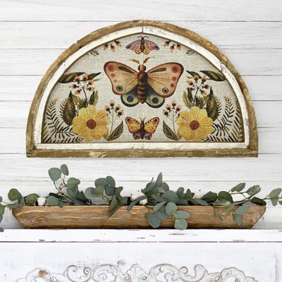 Framed Burlap Print With Yellow Butterfly