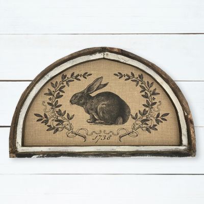 Framed Burlap Rabbit Wall Art