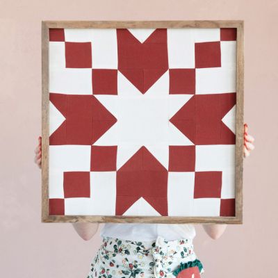 Framed Cotton Patchwork Fabric Wall Decor